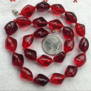Vintage Cherry Red Glass Bead Necklace